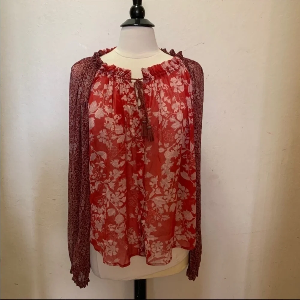 Free People Floral Hendrix Boho Blouse Sz. S EUC
